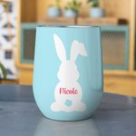Personalized Cute Bunny 12oz Insulated Wine Tumbler with Name and Text Easter Holiday Gift for Family Kids