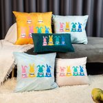 Housse de Coussin Motif Lapin Coeur Accessoire Personnalisé avec Nom Cadeau de Pâques pour Famille