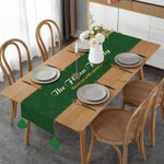 Personalised St. Patrick's Day Irish Shamrock Clover Tassels Table Runner with Text Dine Room Decor Holiday Gift for Family
