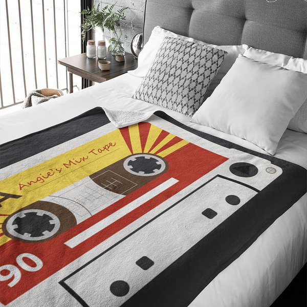 Couverture souple personnalisée avec texte pour mélanges de cassettes Cadeau pour mélomanes