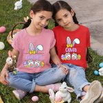 Personalized Easter Eggs Bunny Cotton Kid T-shirt Baby Onesie with Name Colourful Easter Baby Shower Gift for Baby Children