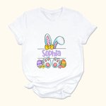 Personalized Easter Eggs Bunny Cotton Kid T-shirt Baby Onesie with Name Colourful Easter Baby Shower Gift for Baby Children