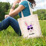 Henkilökohtainen söpö kani pupu kankaalle kangas Kangas Kangaskassi värikäs nimi syntymäpäivä pääsiäinen lahja lapsi