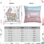 Cojín de Pascua personalizado con conejito en forma de cruz y nombre Decoración suave para el hogar Regalo de Pascua para niños y familia