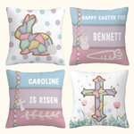 Cojín de Pascua personalizado con conejito en forma de cruz y nombre Decoración suave para el hogar Regalo de Pascua para niños y familia