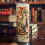 Livre Dragon Personnalisé 20oz Skinny Tumbler avec Couvercle Paille Brosse de Nettoyage Nom Tasse à Café Cadeau d'Anniversaire pour Lecteur Dragon Lov