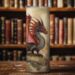 Livre Dragon Personnalisé 20oz Skinny Tumbler avec Couvercle Paille Brosse de Nettoyage Nom Tasse à Café Cadeau d'Anniversaire pour Lecteur Dragon Lov