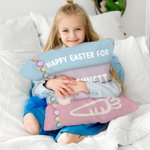 Cojín de Pascua personalizado con conejito en forma de cruz y nombre Decoración suave para el hogar Regalo de Pascua para niños y familia