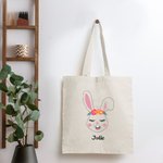 Henkilökohtainen söpö kani pupu kankaalle kangas Kangas Kangaskassi värikäs nimi syntymäpäivä pääsiäinen lahja lapsi