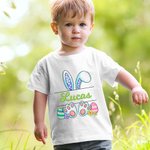 Personalized Easter Eggs Bunny Cotton Kid T-shirt Baby Onesie with Name Colourful Easter Baby Shower Gift for Baby Children