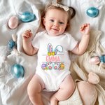 Personalized Easter Eggs Bunny Cotton Kid T-shirt Baby Onesie with Name Colourful Easter Baby Shower Gift for Baby Children
