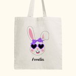 Henkilökohtainen söpö kani pupu kankaalle kangas Kangas Kangaskassi värikäs nimi syntymäpäivä pääsiäinen lahja lapsi