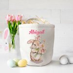 Sac en Toile pour Chasse aux Oeufs Sac Personnalisé avec Nom Cadeau de Pâques pour Enfants