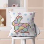 Cojín de Pascua personalizado con conejito en forma de cruz y nombre Decoración suave para el hogar Regalo de Pascua para niños y familia