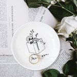 Personalizada Floral Libro Anillo de Cerámica Joyería Plato Día de San Valentín Cumpleaños Regalo para Ella Amante de los Libros
