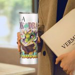 Personalised I Am Book Dragon 20oz Skinny Tumbler with Straw and Cleaning Brush Cartoon Coffee Cup Birthday Gift for Readers Dragon Lovers