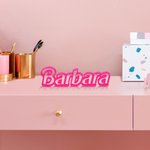 Personalized Pink Doll Inspired Style 3D Printed Nameplate Desk Display Girl Party Birthday Gift for Her Fashion Doll Fan