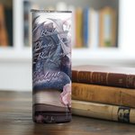 Livre floral personnalisé Dragon 20oz Skinny Tumbler avec paille et brosse de nettoyage Tasse à café portable Cadeau d'anniversaire pour les lecteurs 