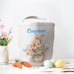 Sac en Toile pour Chasse aux Oeufs Sac Personnalisé avec Nom Cadeau de Pâques pour Enfants