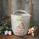 Sac en Toile pour Chasse aux Oeufs Sac Personnalisé avec Nom Cadeau de Pâques pour Enfants