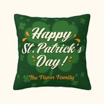 Gepersonaliseerde St. Patrick's Day Four Leaf Clover kussenhoes Home Couch Decoratie met tekst Cadeau voor familie