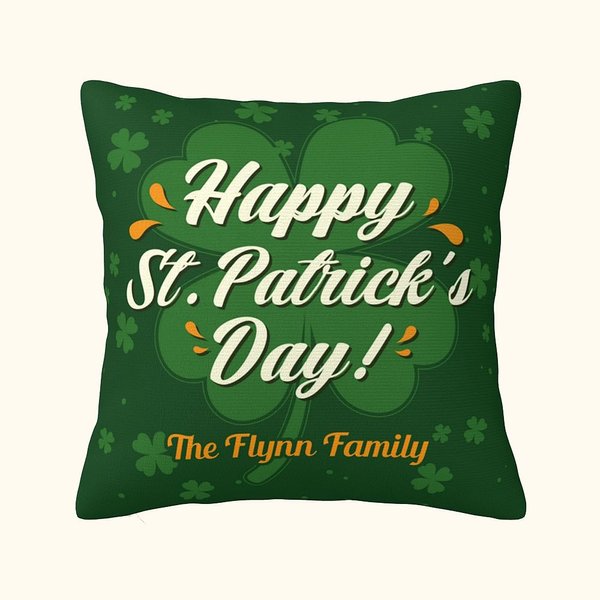 Gepersonaliseerde St. Patrick's Day Four Leaf Clover kussenhoes Home Couch Decoratie met tekst Cadeau voor familie