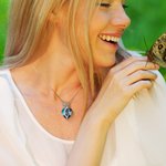 Personalized Birth Month Butterfly Zircon Crystal Heart Pendant Necklace with 1-6 Engraved Name Birthday Mother's Day Gift for Women