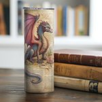 Livre Dragon Personnalisé 20oz Skinny Tumbler avec Couvercle Paille Brosse de Nettoyage Nom Tasse à Café Cadeau d'Anniversaire pour Lecteur Dragon Lov