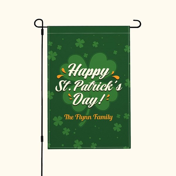 Personalised Happy St Patrick's Day Double-Sided Welcome Garden Flag with Text Lawn Decoration Gift for Family