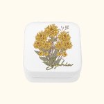 Boîte à Bijoux en Cuir PU Personnalisée avec Nom et Fleur de Naissance Accessoire de Voyage Cadeau Anniversaire pour Femme Amie Demoiselle d'Honneur
