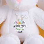 Lait en peluche personnalisé Mon premier lapin de Pâques avec nom et année Cadeau de Pâques pour enfant