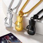 Collier Personnalisé avec Prénom Gravé Forme Gant de Boxe Style Gothique Cadeau Anniversaire pour Amateurs de Boxe Boxeurs