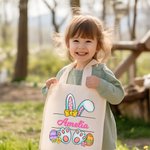 Huevo de Pascua Orejas de Conejito Personalizado Bolsa de Lona con Nombre Regalo de Pascua para Niña