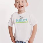 Personalized Adorable Bunny Ears White Cotton Kid T-Shirt with Name Easter Birthday Gift for Children