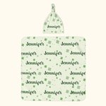 Personalized Four Leaf Clover Lucky Baby Swaddle Blanket Set with Name St. Patrick's Day Baby Shower Gift for Baby