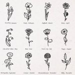 Personalizada Acuarela Línea Dibujo Nacimiento Flor Algodón Lino Cosmética Bolsa con Nombre Cumpleaños Boda Regalo para Mujeres