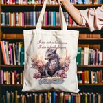 Personalised Floral Book Dragon Canvas Tote Bag with Name Birthday Gift for Readers Dragon Lovers