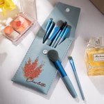 Bouquet di fiori di nascita personalizzato Borsa per pennelli da trucco Organizzatore cosmetico da viaggio portatile con 8 pennelli da trucco Regalo d