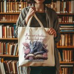 Personalised Floral Book Dragon Canvas Tote Bag with Name Birthday Gift for Readers Dragon Lovers