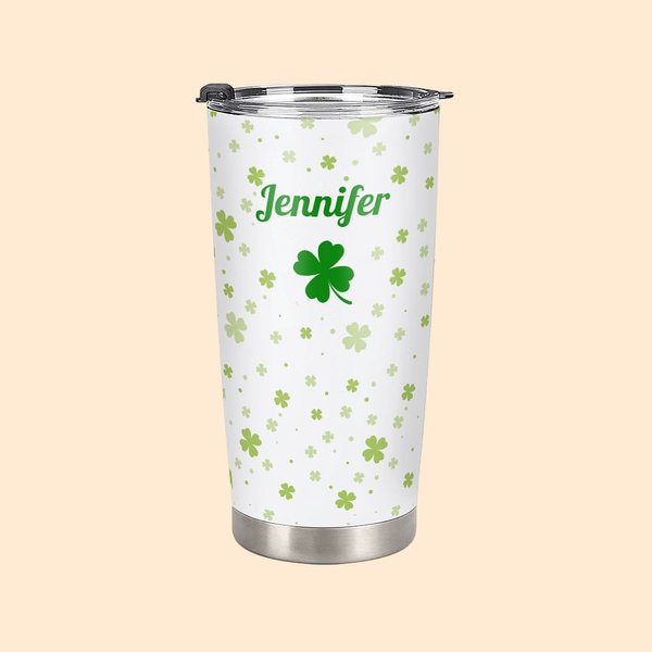 Gobelet Lucky Four Leaf Clover 20oz/30oz personnalisé avec nom Cadeau d'anniversaire pour la famille et les amis à l'occasion de la Saint-Patrick
