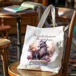 Personalised Floral Book Dragon Canvas Tote Bag with Name Birthday Gift for Readers Dragon Lovers