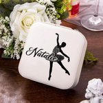Personalised Sequin Ballet Silhouette Leather Jewellery Box with Name Portable Travel Accessory Birthday Gift for Women