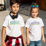 Personalized Adorable Bunny Ears White Cotton Kid T-Shirt with Name Easter Birthday Gift for Children