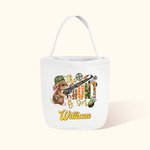 Personalized The Hunt Is On Camouflage Bunny Egg Hunter Canvas Candy Bag with Name Large Capacity Easter Gift for Kids
