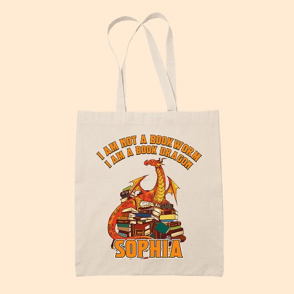 Sac à dos en toile avec nom Cadeau d'anniversaire pour les lecteurs amoureux des dragons