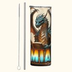 Dragon de livre personnalisé 20oz Skinny Tumbler avec paille et nom Cadeau d'anniversaire pour les lecteurs amoureux des livres
