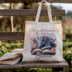 Personalised Floral Book Dragon Canvas Tote Bag with Name Birthday Gift for Readers Dragon Lovers