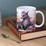 Personalised Floral Book Dragon Ceramic Mug with Name Coffee Cup Birthday Gift for Readers Dragon Lovers