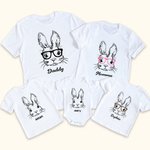 Personalized Cute Bunny Pattern Name Easter T-shirt Baby Onesies Parent-Children Clothing Easter Gift for Family