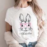Personalized Cute Bunny Pattern Name Easter T-shirt Baby Onesies Parent-Children Clothing Easter Gift for Family